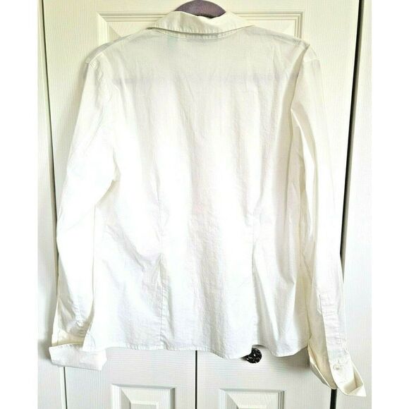 Kate Hill 14 White Cotton Blend L/S Stretch Button Front Shirt Blouse Tunic 14 - Picture 2 of 6